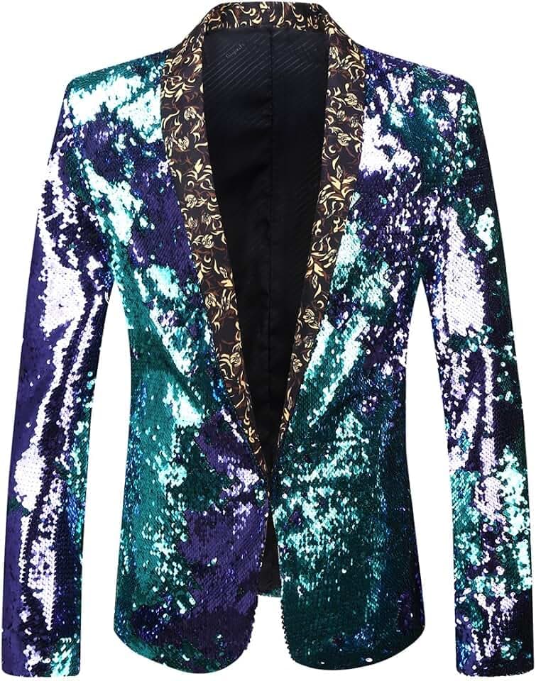 Herren-Blazer mit 2 Farben und glänzenden Pailletten