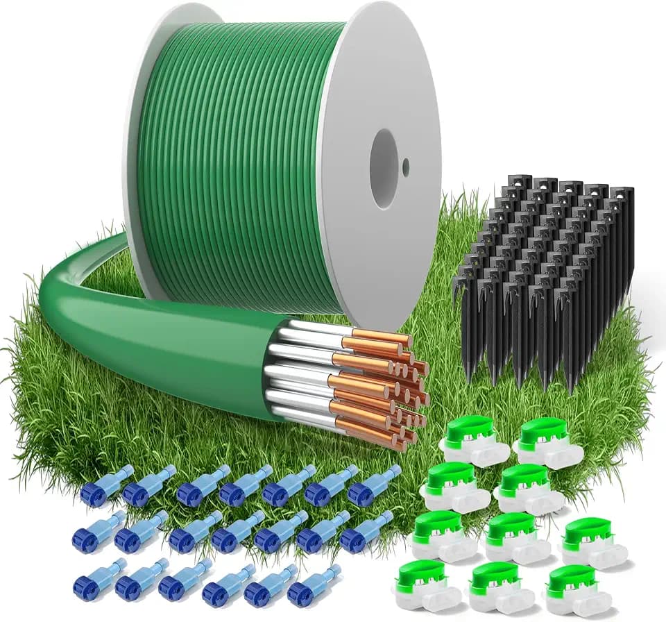 200m/656ft Boundary Cable + 50 Pegs + 10 Cable Connectors + 20 Sets of Connection Terminal for Robot Mower, Universal Boundary Wire, Compatible with Husqvarna/Worx/Bosch, Garden Wire Accessory Set