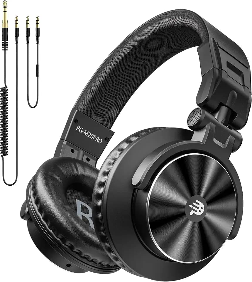 PUPGSIS M20 Wired DJ & Studio Monitor Headphones, 50mm, 3.5/6.35mm