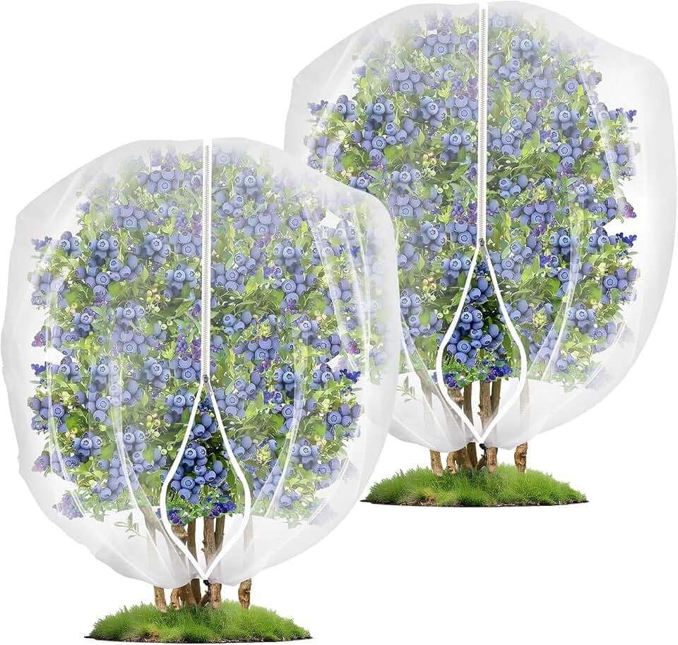 2 Pack 4 x 5 ft Fruit Tree Netting Covers with Zipper and Drawstring
