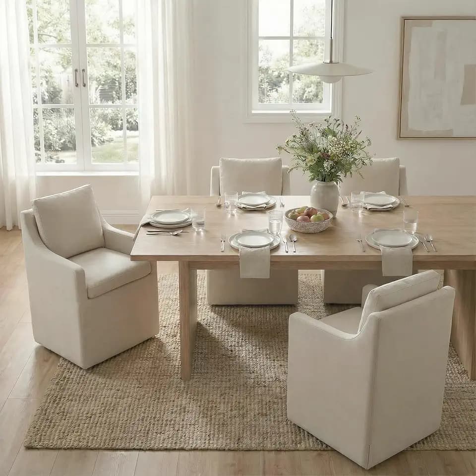 KISLOT Upholstered Dining Chairs Set of 4 with Washable Cover, Flax Beige