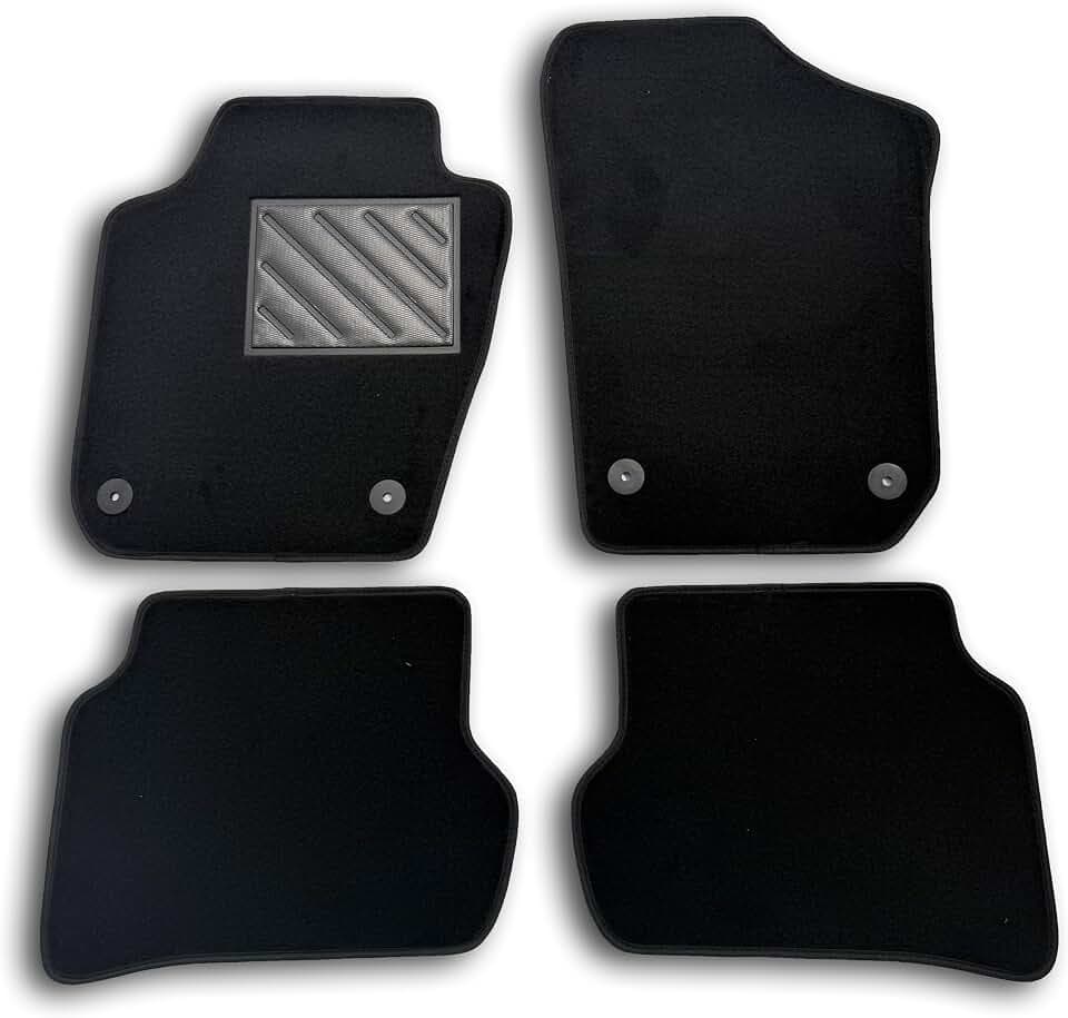 Fußmatten für Seat Ibiza 6J 2008-2017 Fix rund, passgenau, rutschfest, Absatzschoner aus PVC, Fixieranker, Schwarz