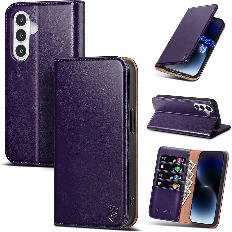 Compatible with Samsung Galaxy S26 Plus Case Wallet with Card Holder [4 Card Slots] Kickstand [RFID Blocking] PU Leather Phone Case Flip Folio Protective Cover TPU Shockproof,Purple