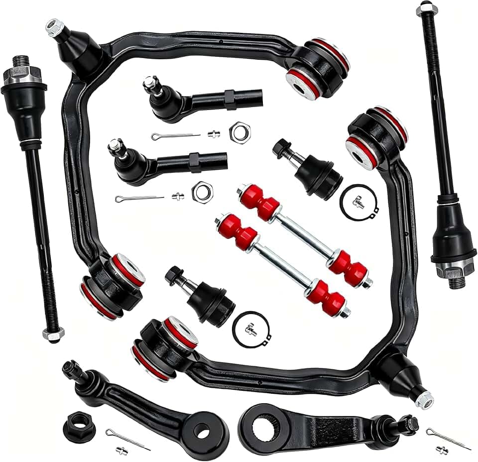 12pc Front End Suspension Kit with Polyurethane Bushing for 1999-2006 Chevy Silverado GMC Sierra 1500, 2000-2006 Suburban 1500 Tahoe Yukon/Yukon XL 1500, 2002-2006 Avalanche 1500 Cadillac Escalade/Ext