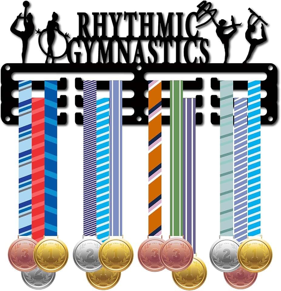CREATCABIN Rhythmische Sportgymnastik Medaillenhalter Display Medaillenaufhänger Rack Sport Metall Hängende Auszeichnungen Eisen Kleine Halterung Dekor Auszeichnungen Für Abzeichen Schwarz 29x13cm
