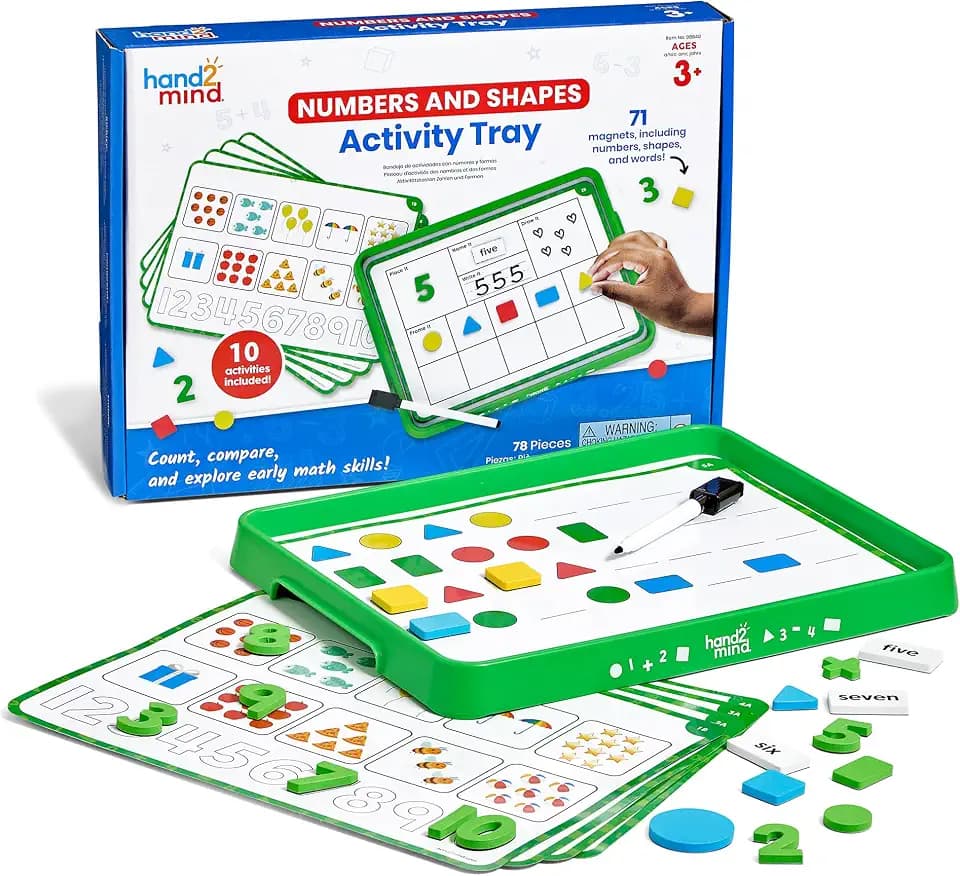 hand2mind Numbers and Shapes Activity Tray, Includes 10 Activities, Ages 3+