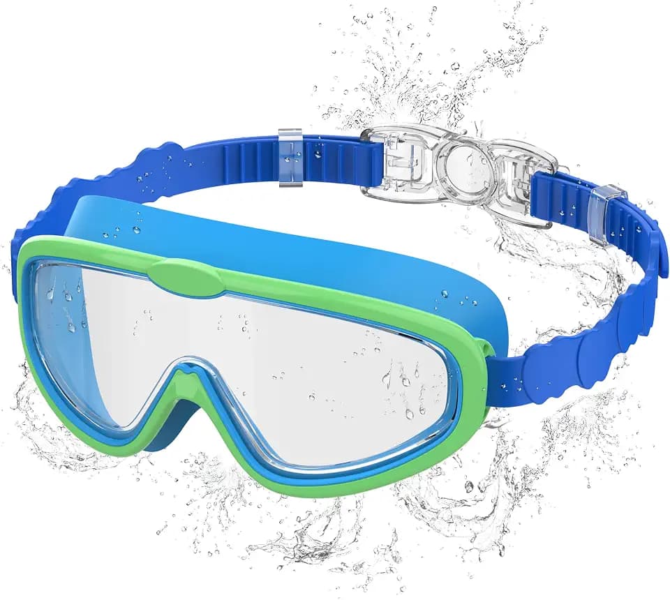 Schwimmbrille Kinder 3-14 Jahre mit mit Großem Rahmen Anti-Fog