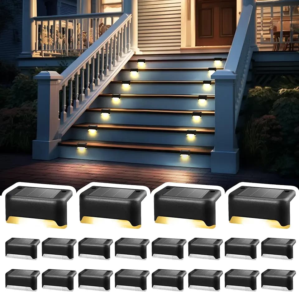 Solpex Solarleuchten für außen, 20 Stück Schwarz Solarleuchte Garten, Treppenlicht, wasserdicht, LED Beleuchtung für Außentreppe, Stufen, Zaun, Hof, Terrasse, Dachrinne, Weg, Dekoration, (Warmweiß)