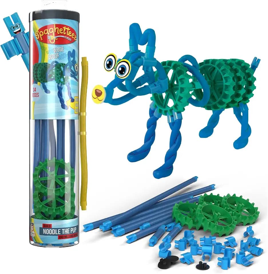 Anti-Stress-Spielzeug für Kinder ab 5 Jahren, pädagogisches Montessori-Bastelset für Jungen und Mädchen, Flexible Baustöcke zum Basteln - Noodle The Pup Set