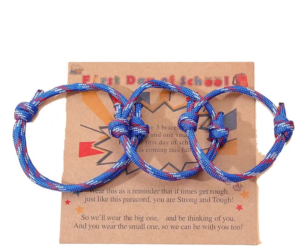 XAM 3Pcs/set First Day of School Bracelets Mother Father And Me Family Bracelets Set Back to School Bracelets Matching Adjustable Woven Bracelets Ideas Jewelry Set