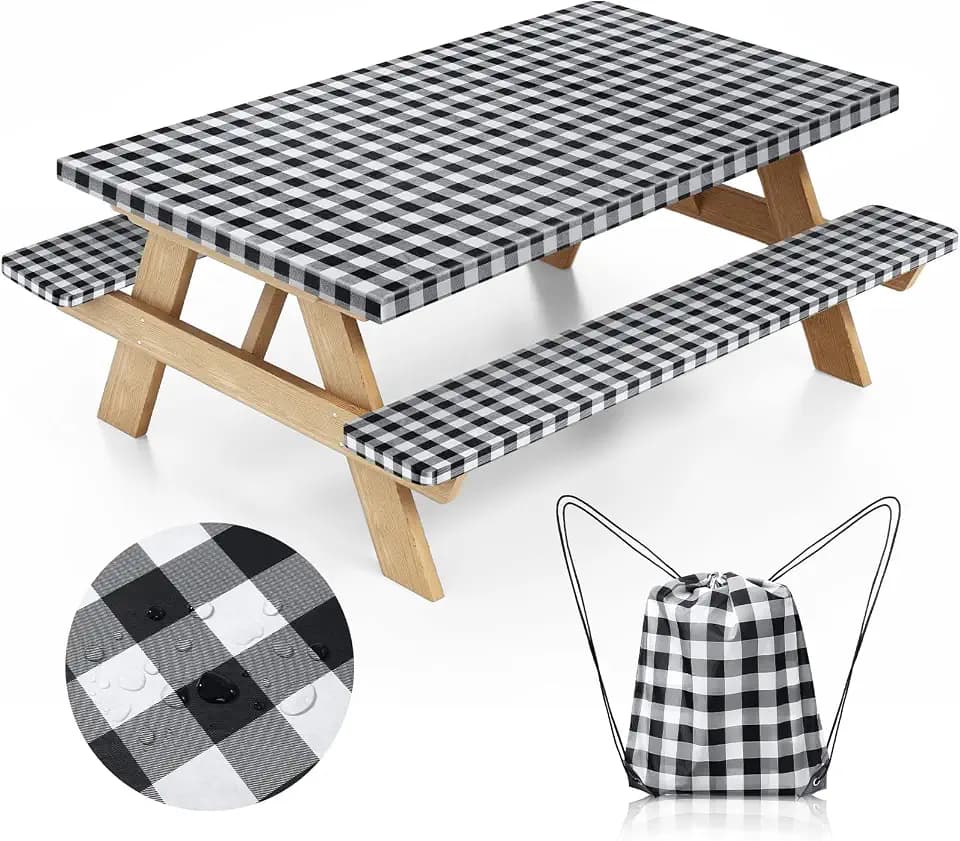 Picnic Table Cover with Bench Covers, Camping Essentials, 72x30 In