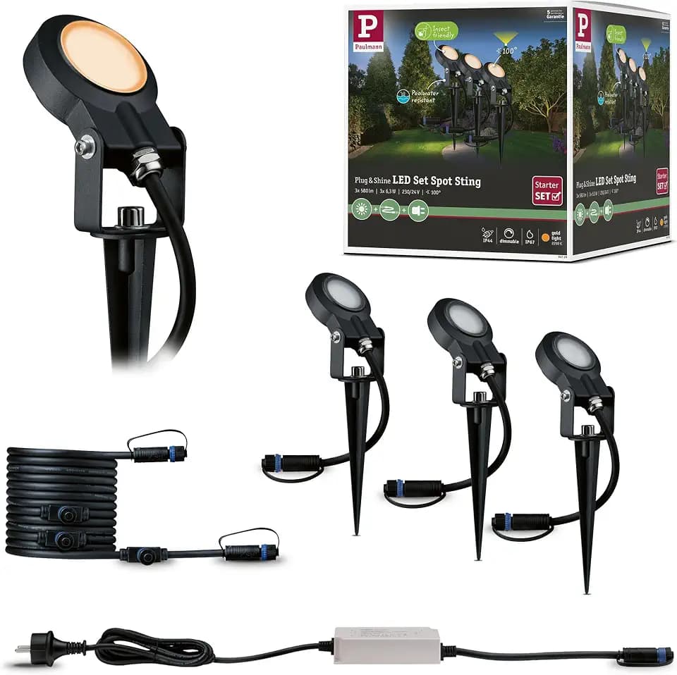 Paulmann Plug & Shine LED Gartenspot Sting Set Anthrazit