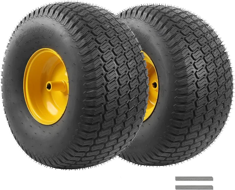 AR-PRO 20x10.00-8 Rear Lawn Mower Tire and Wheel, Tubeless, 2-Pack