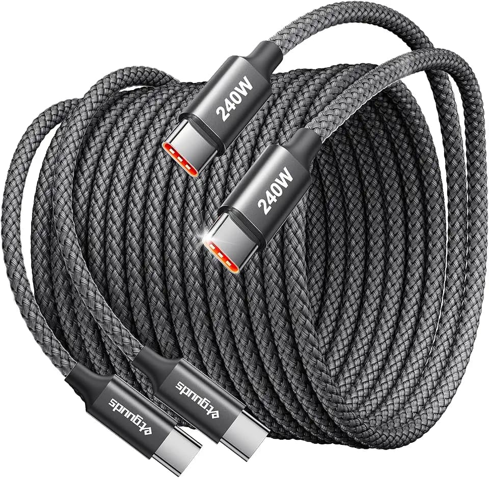 etguuds 240W USB C to USB C Cable 10ft, 2-Pack C to C Cable Fast Charging