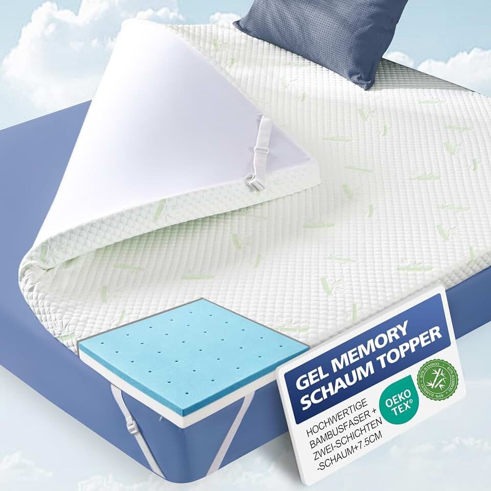 Waxberry Topper 90x200cm H3/H4 aus 7,5cm Höhe Gel Memory Schaum