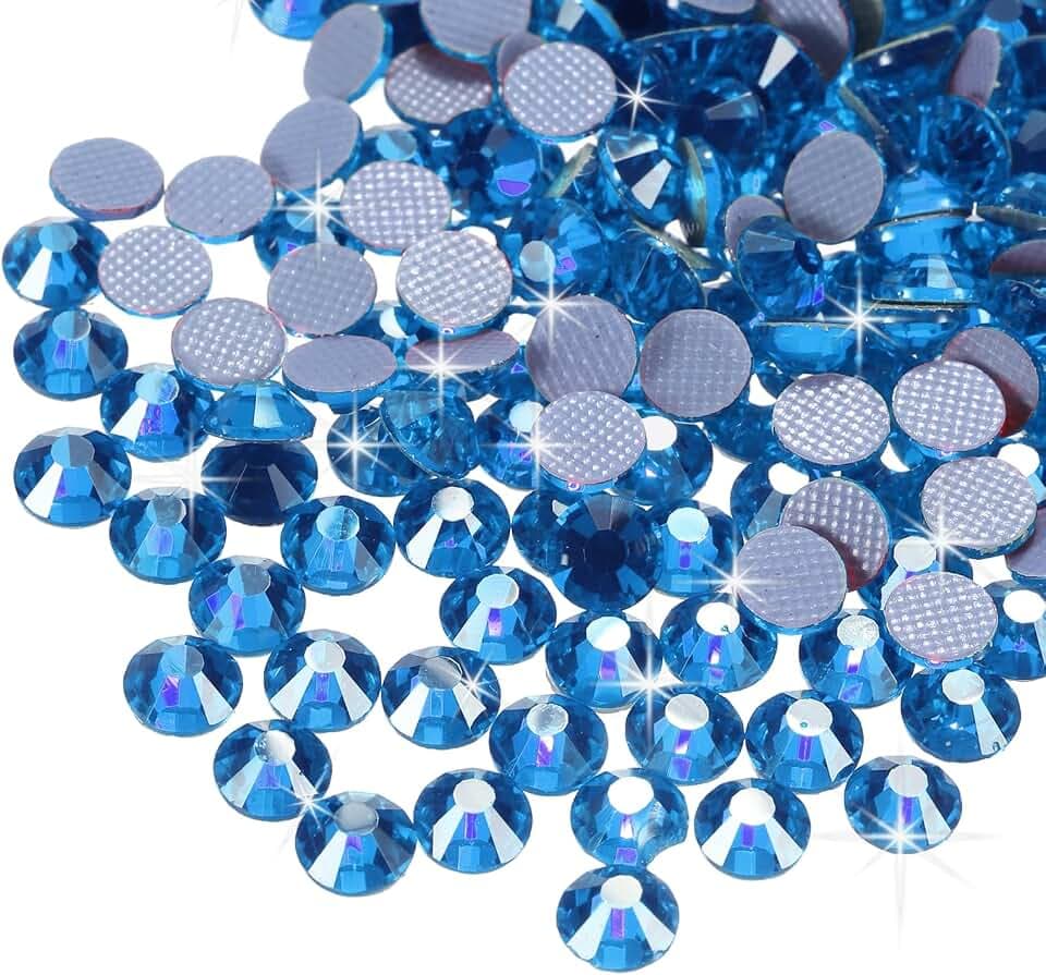 QUARKZMAN 2880 Stück Hotfix Strasssteine Flachrückseite Kristallglas Edelsteine für Basteln Kleidung DIY Dekoration (SS10 2,9 mm, Blau)