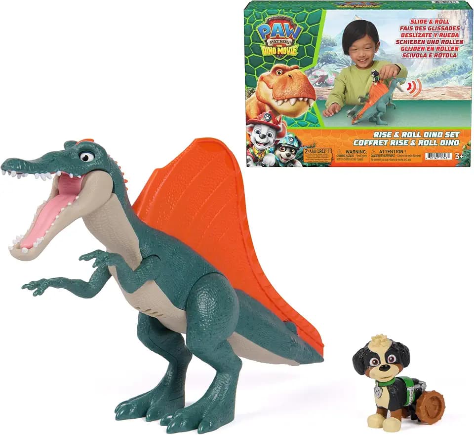 PAW Patrol The Dino Movie Rise and Roll Dino Playset with 2 Figures