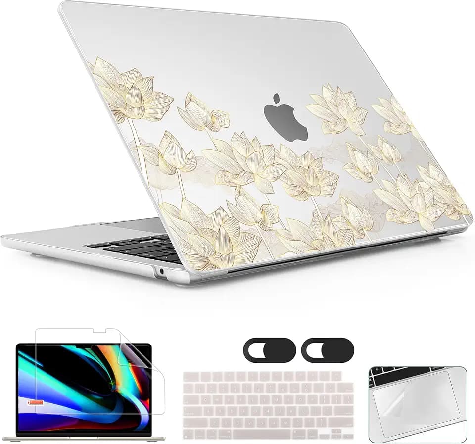 for 2026 MacBook Air 13-inch Laptop Case M5 2026 M4 2025 M3 2024 M2 2022 Release Model A3449 A3240 A3113 A2681, Hard Shell Cover for MacBook Air 13.6 inch, Lotus