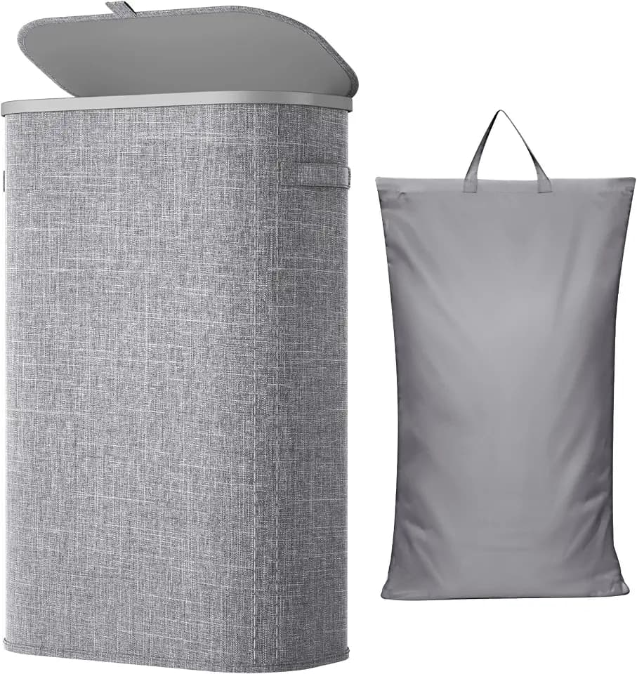Lifewit Slim Laundry Basket with Lid and Removable Bag, 65L, Gray