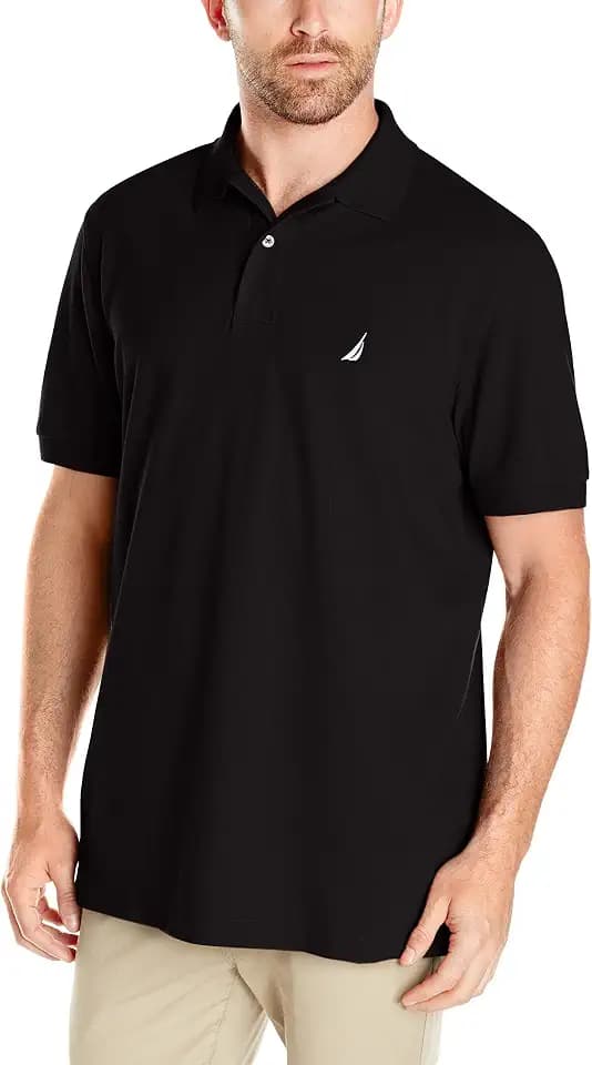 Nautica Men's Short Sleeve Solid Cotton Pique Polo Shirt