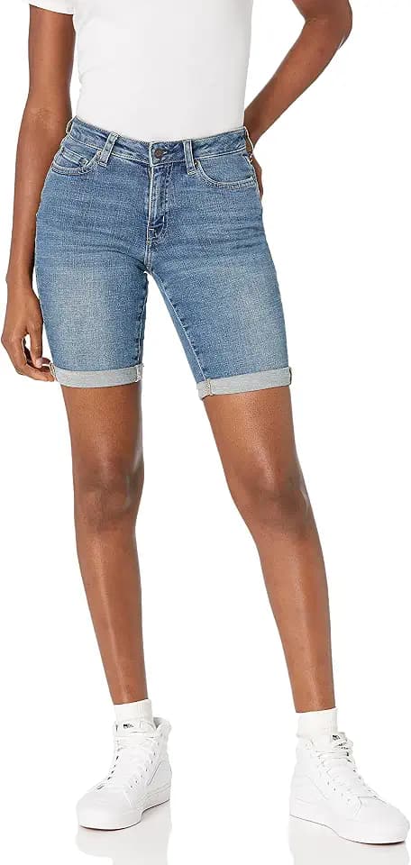 Amazon Essentials Damen Slim-Fit-Bermudashorts Aus Denim Mit Taschen