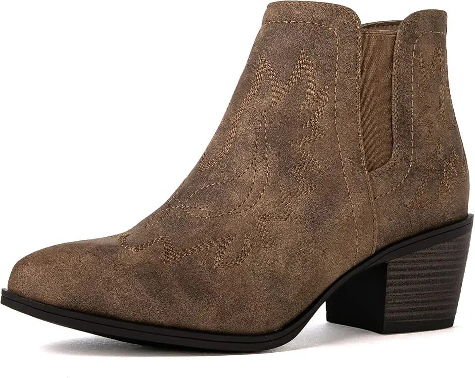GLOBALWIN Women's Cowgirl Boots Pull On Ankle Booties