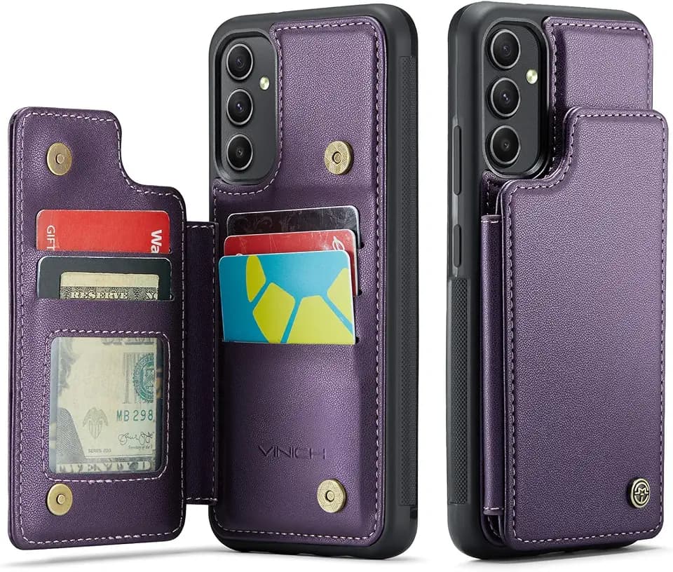 Vinich for Samsung Galaxy A54 Wallet Case with Card Holder, Purple