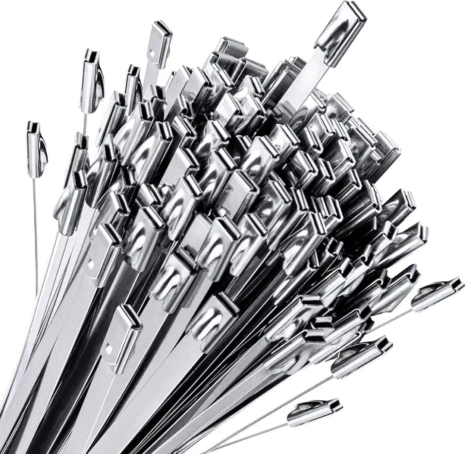 Sinlon Metal Zip Ties Heavy Duty 304 Stainless Steel Fence Ties 100-Pack