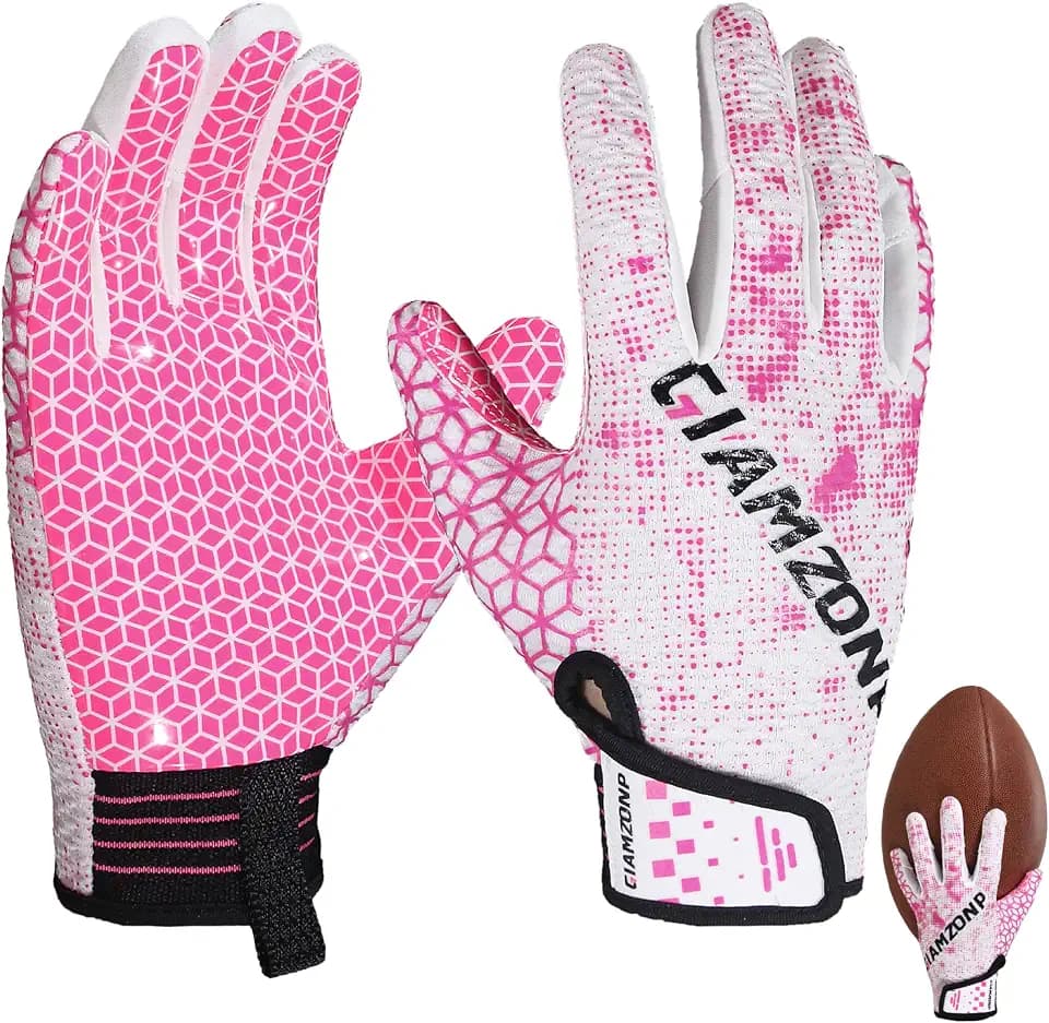 Youth Football Gloves, Kids Receiver Gloves with Sticky Grip, Flag Football Glove, Best Gift for Boys Girls Ages 8–12