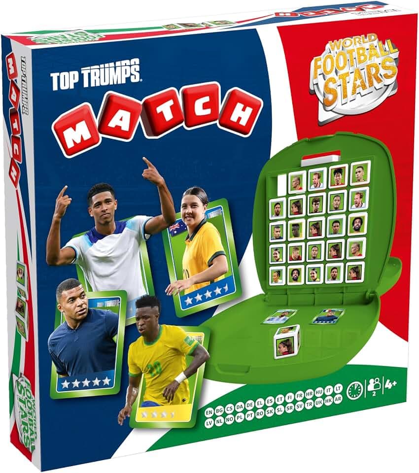 Top Trumps Match Weltfussballstars Edition - WFS Match Beliebte Brettspiele - Gedächtnisspiel für Familie und für Kinder - 2+ Spieler ab 4+ Jahren - Multilingual