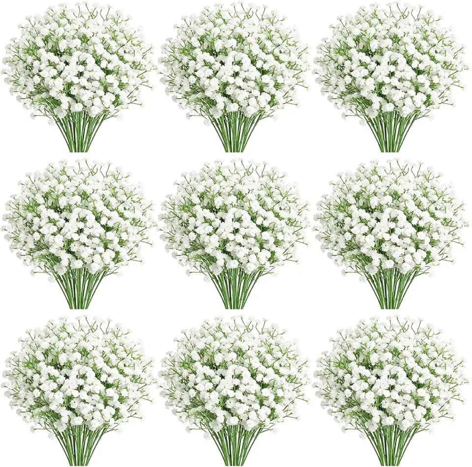 120 PCS White Babys Breath Artificial Flowers, Real Touch