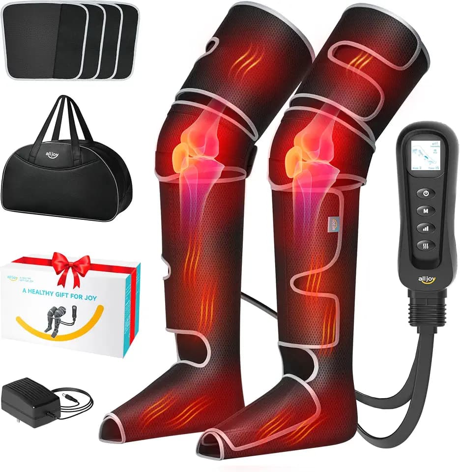 ALLJOY Beinmassagegerät für Durchblutung und Schmerzlinderung, Massagegerät Bein mit Wärme und Kompression für die Lymphdrainage, 2 Wärmestufen 4 Intensitäten 5 Modi, Geschenk für Männer Frauen