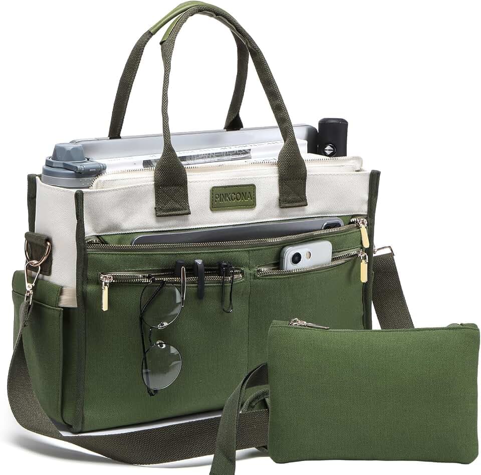 Canvas Tote Bag Set for Women, Large Shoulder Handbags, Crossbody Laptop Purse Work Teacher College Travel
