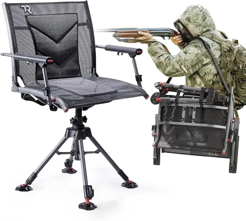 TR 360 Swivel Hunting Blind Chair Armrests, Silent Ground Chair