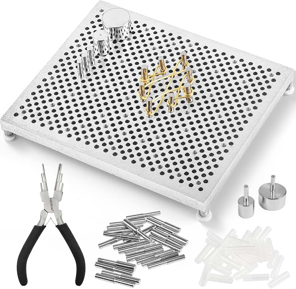 INDIVSHOW Wire Jig Kit with 6 in 1 Wire Bending Plier and Metal Pegs,Tools for Bracelet Earing Jewelry Design Making