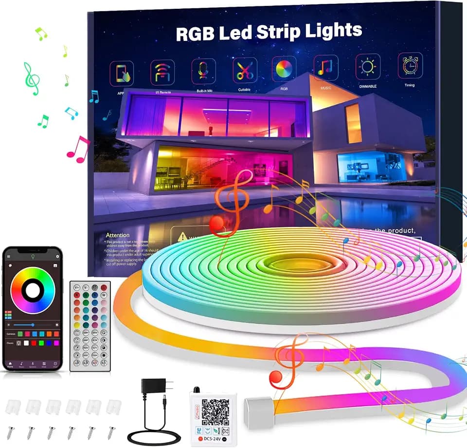 Ledagic 10ft RGB Led Neon Rope Lights, Remote App Control Led Rope Lights