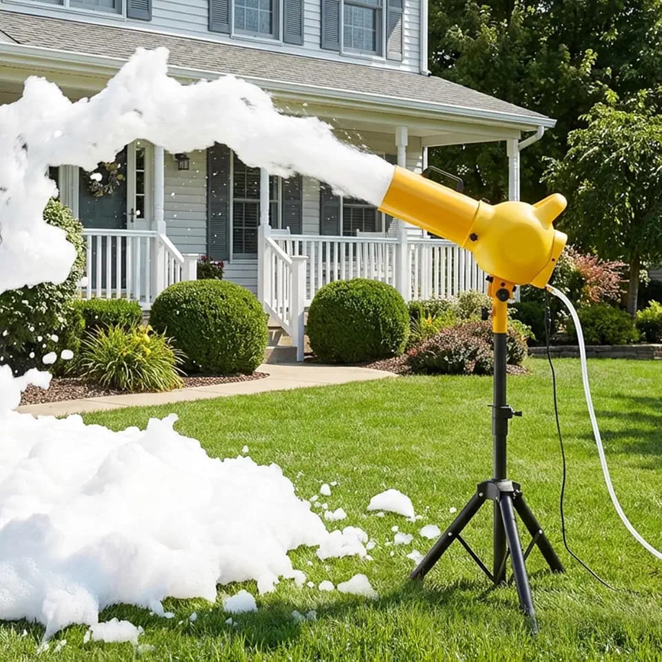 VEVOR Foam Machine, Handheld Spray Foam Cannon Party Machine, Bubble Cannon with Fan & Triangular Structure, Dense Foams Maker for Gatherings, Backyard, Celebrations & Party, Continuous Foams Output