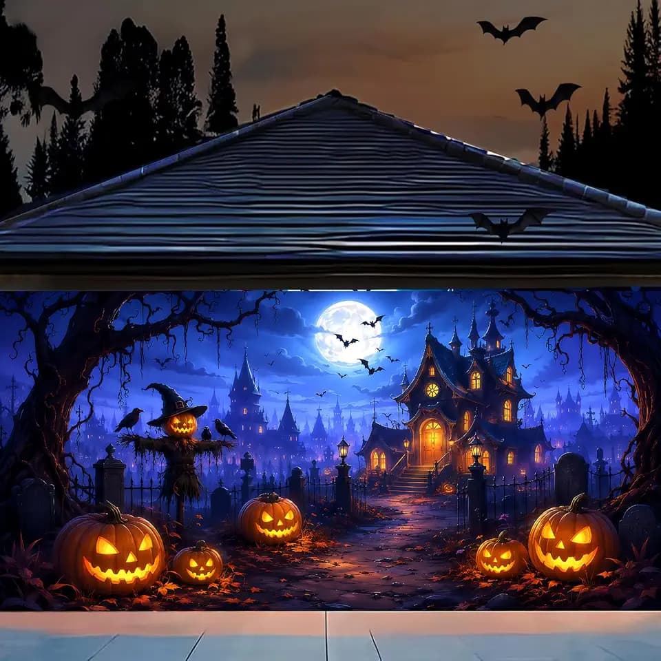 7x16ft Halloween Garage Door Cover