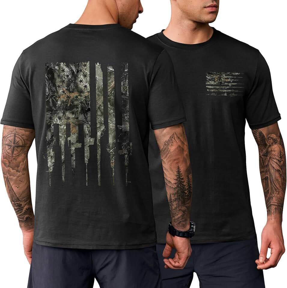 Arvilhill Mens 4th of July T-Shirt Patriotic Cotton Double-Sided Print Short Sleeve Shirts (S-3XL)