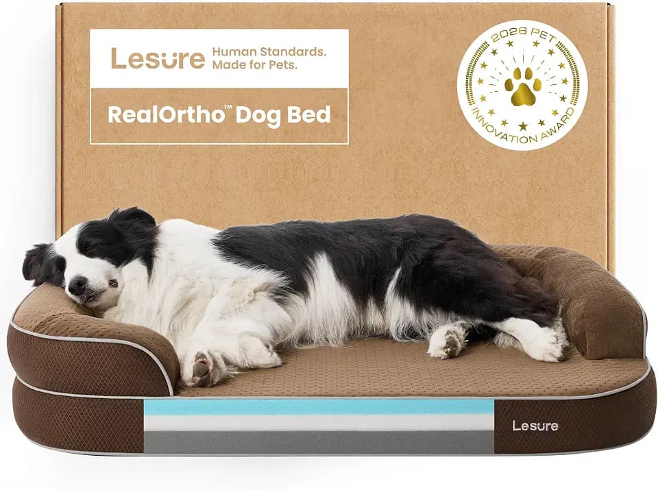 LE SURE RealOrtho™ XL 3-Layer Orthopedic Dog Beds Large Sized Dog,42" Brown