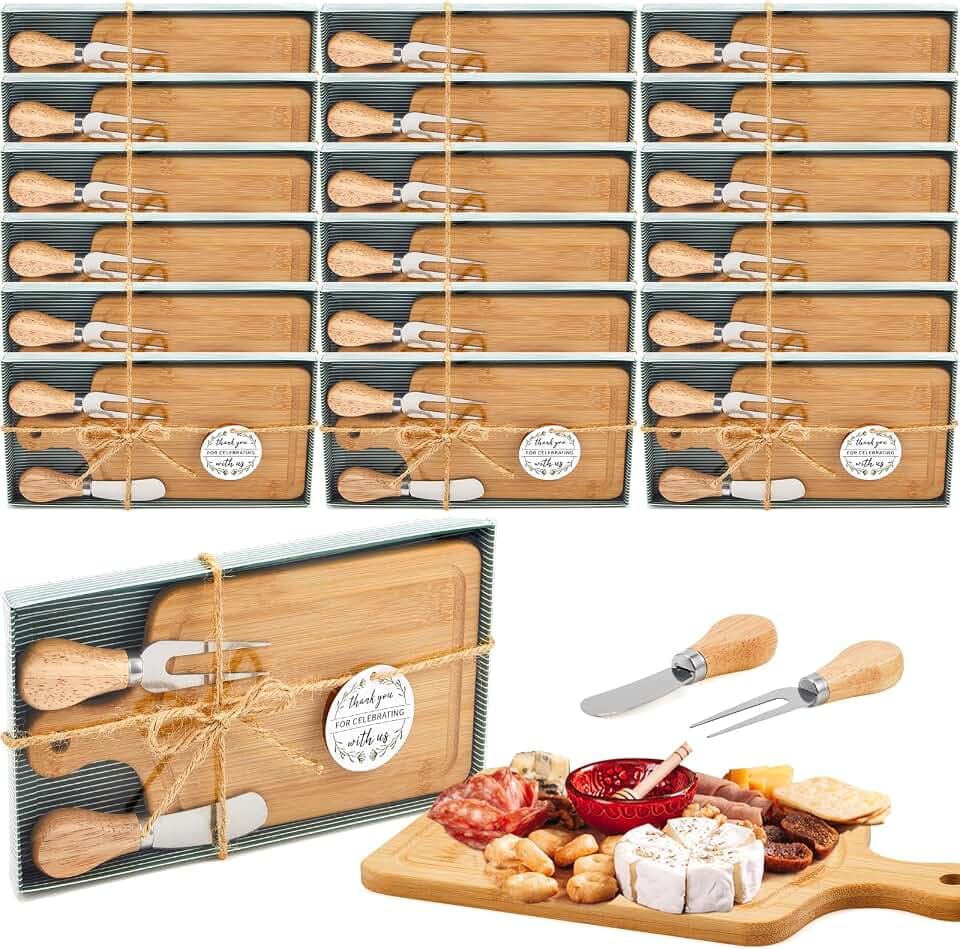 Ziliny 24 Sets Baby Shower Prizes Mini Charcuterie Board, Bamboo Color