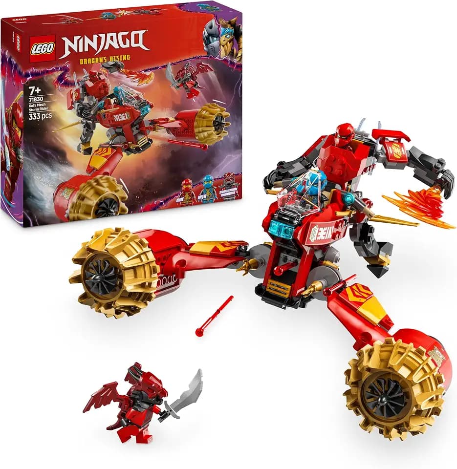 LEGO NINJAGO Kais Sturmreiter-Mech - Fliegendes Motorrad Spielzeug mit 3 Minifiguren - Mech mit beweglichem Kopf, Armen und Beinen - Bauspielzeug - Geschenk für Jungen & Mädchen ab 7 Jahren 71830