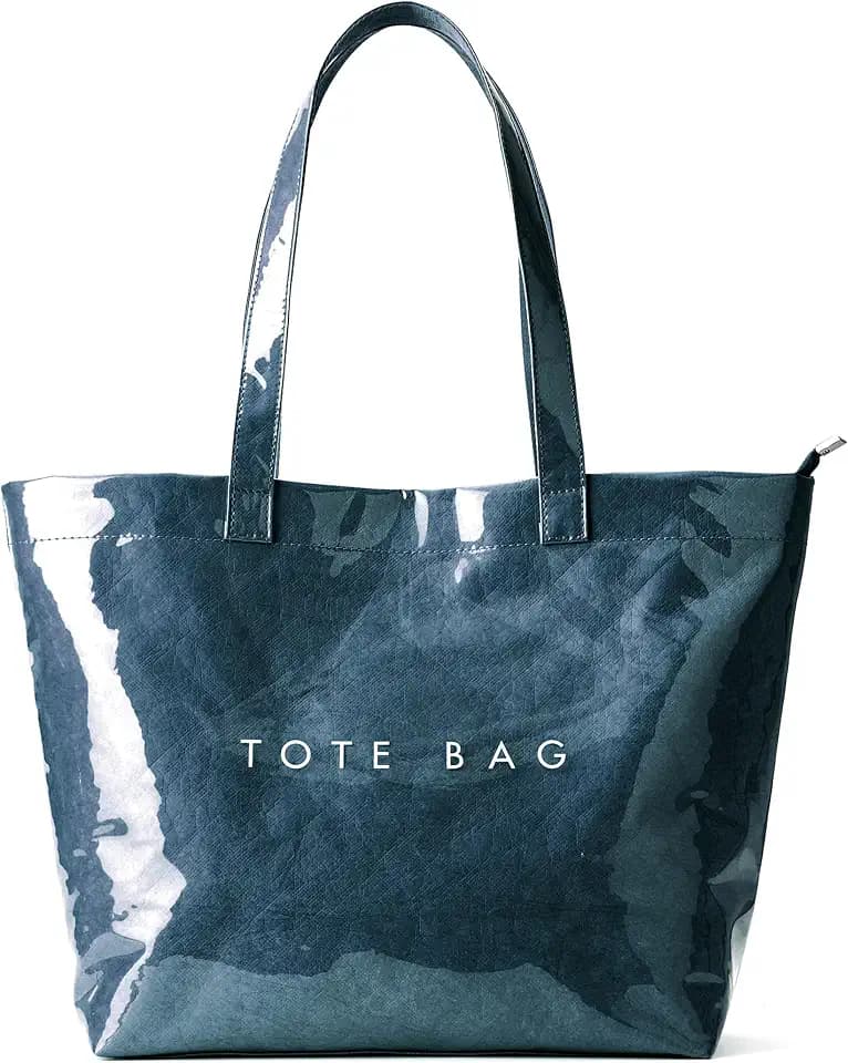 KALIDI PVC Zipper Tote Bag, Jelly Plastic Kraft Paper Summer Beach Bag