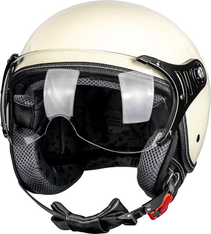 Yesmotor Open Face Motorcycle Helmets 3/4 Retro Moped Helmet DOT