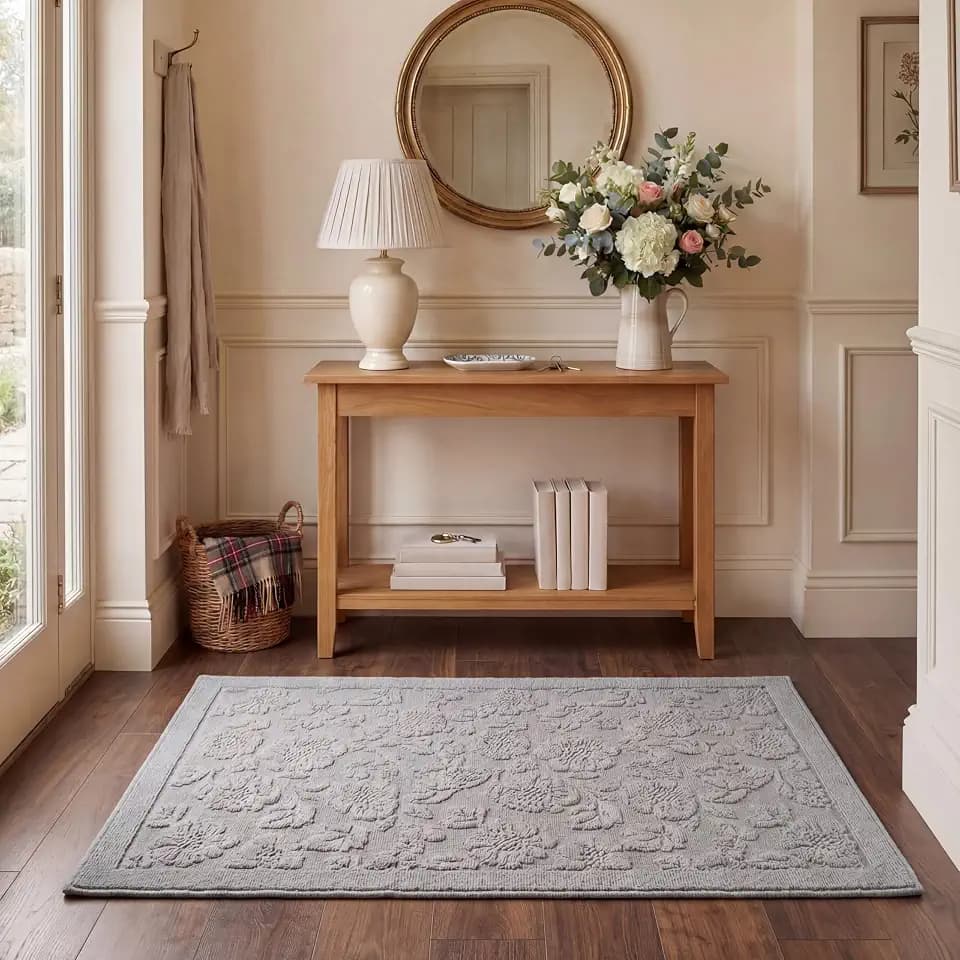 Laura Ashley Hi-Low Tufted 3'x5' Washable Skid-Resistant Accent Rug - Grey Rosemoor
