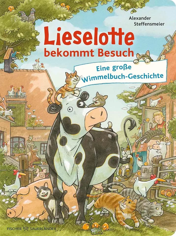 Lieselotte bekommt Besuch: Eine große Wimmelbuch-Geschichte | Buntes Wimmelbilderbuch für Kinder ab 2 Jahren: Suchspaß auf dem Bauernhof (Wimmelbücher von Kuh Lieselotte, Band 3)