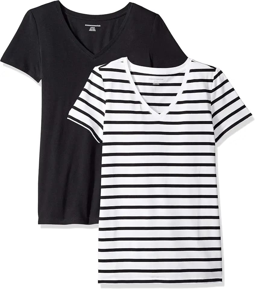 Amazon Essentials Women's Regular-Fit Short-Sleeve V-Neck T-Shirt
