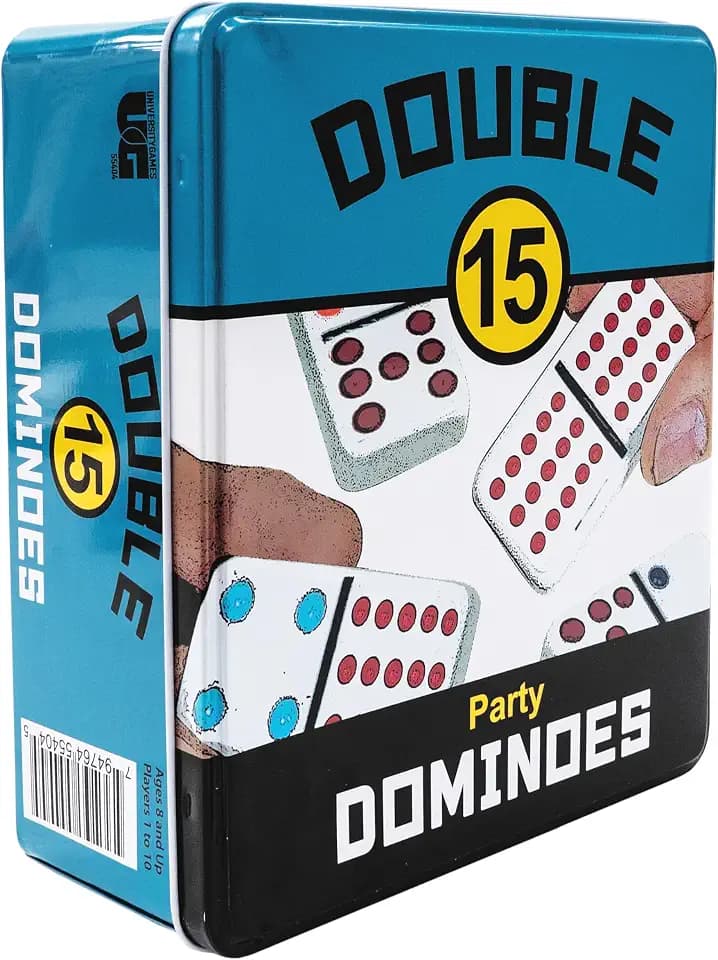 Double 15 Domino Game Travel Tin, Portable Family Game, Ages 8+