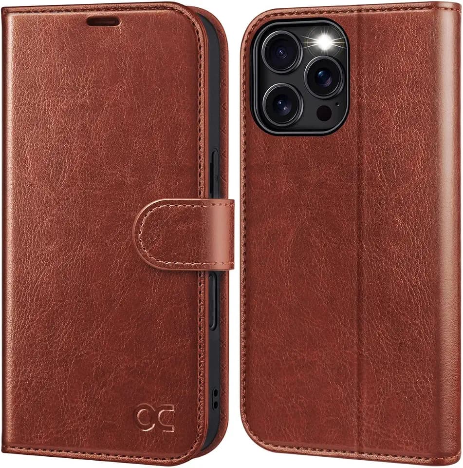 OCASE Compatible with iPhone 16 Pro Max Wallet Case, PU Leather Flip Folio Case with Card Holders RFID Blocking Kickstand [Shockproof TPU Inner Shell] Phone Cover 6.9 Inch 2024, Dark Brown