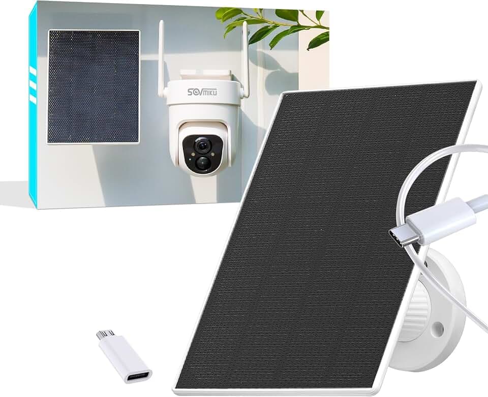 Vicohome 5V Solar Panels for Security Cameras for Bird Feeder 23% Energy Conversion Rate,9.8Ft Cable, USB C & Micro-USB Compatible, Weather Resistant, 360° Adjustable Bracket, for Tapo Eufy Aosu .etc